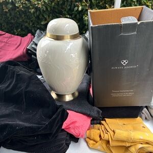 Cream and Gold Decorative Urn